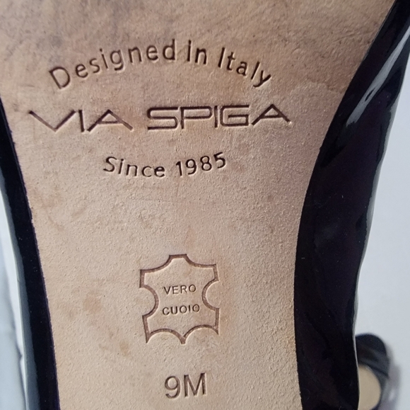 VIA SPIGA Patent Black Heels Size 9 euc - Picture 7 of 7